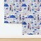 Travel Vacation Mediterranean Greece Holiday Houses Blue Santorini House Bike Car Flowers Homes Scooter Musician Novelty Neighborhood Greek Custom Removable Wallpaper by Spoonflower Peel & Stick Wallpaper 2FT Wide